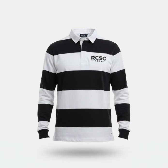 Rcsc-Polo rugby rayé noir et blanc (pr)